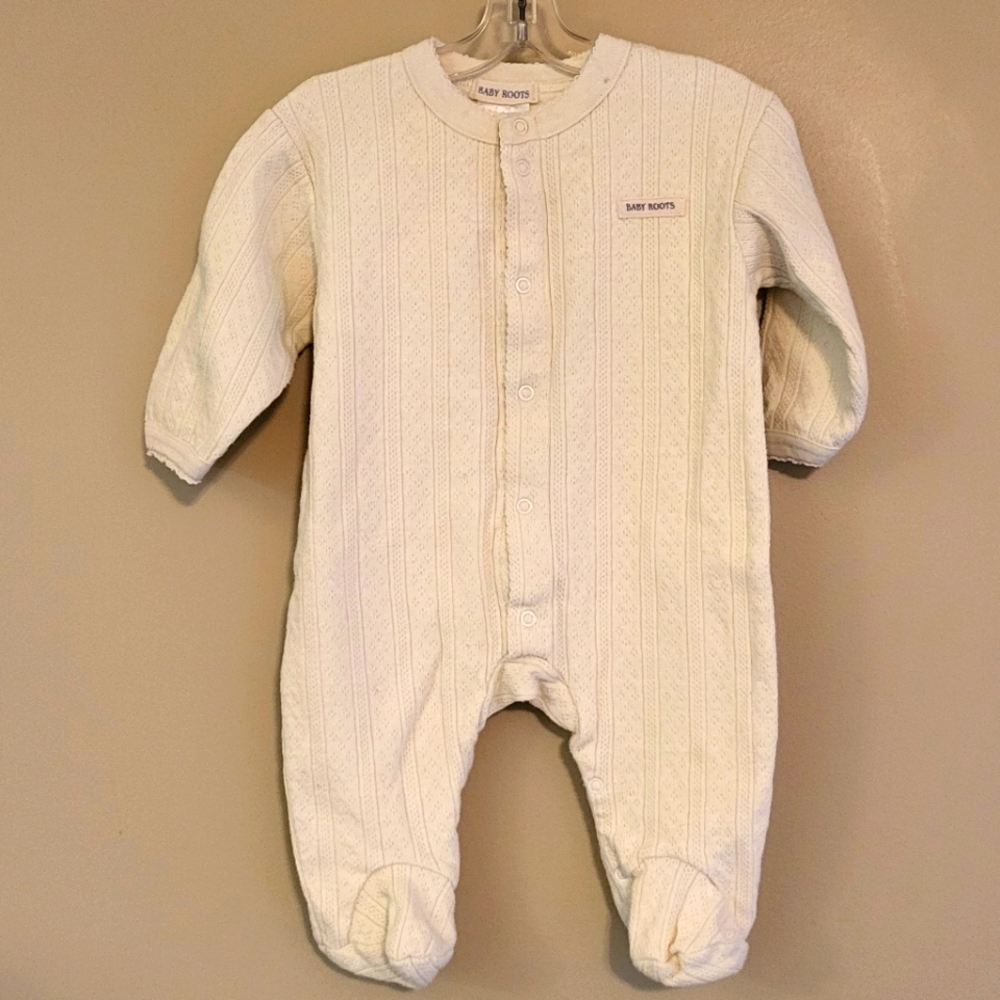 Baby Roots cream footed sleeper/footie